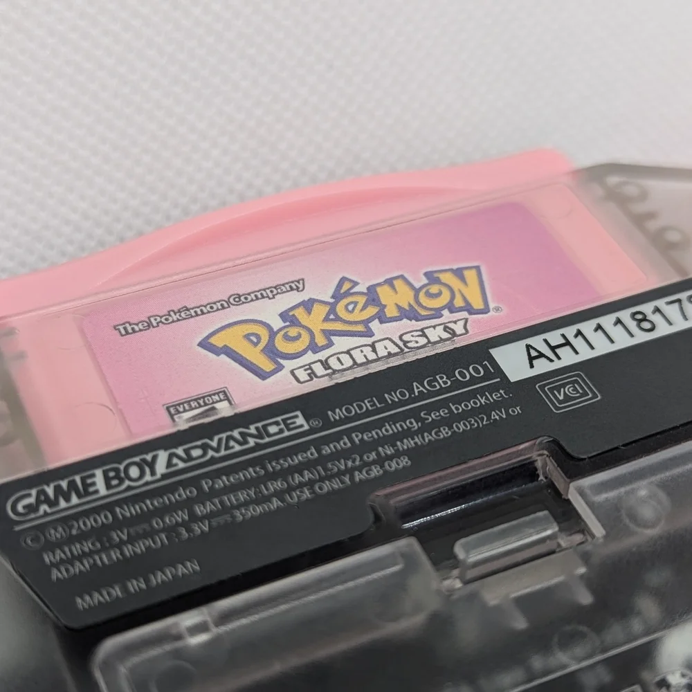 Game Boy Advance - Pink (Transparent/USB-C Charging) (LCD Screen) + (FLORA SKY)